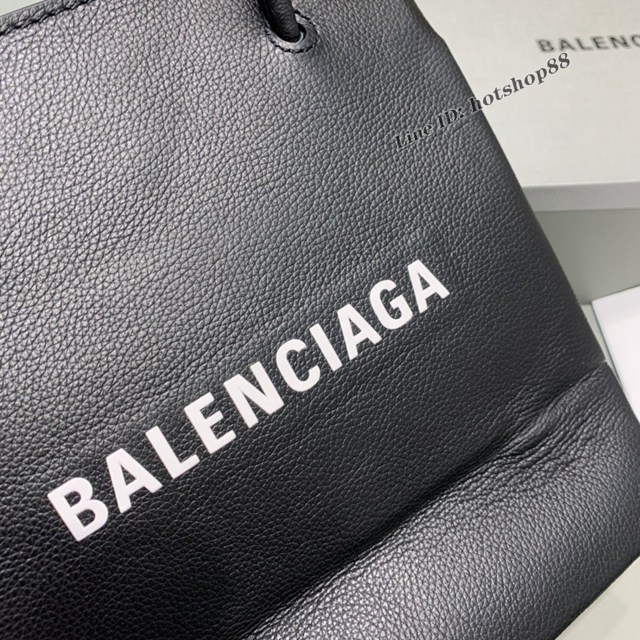 Balenciaga專櫃爆款小牛皮手提托特包 巴黎世家摔紋黑色小號方形購物包 fyj1681